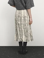 Snakeskin print wool blend midi skirt