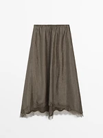 Midi skirt with lace detail