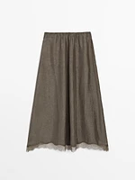 Midi skirt with lace detail