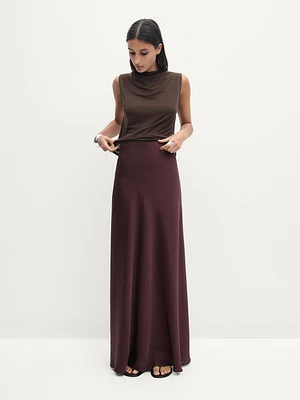 Long flowing satin skirt