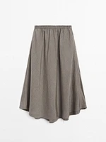 Flounce midi skirt with elastic detail