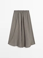 Flounce midi skirt with elastic detail