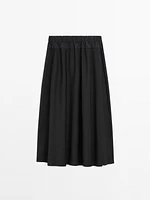 Wool blend technical fabric elasticated skirt