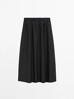 Wool blend technical fabric elasticated skirt