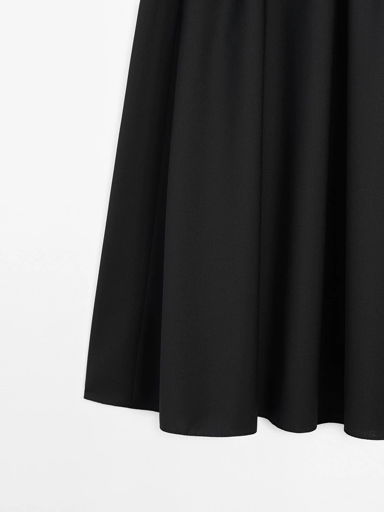 Wool blend technical fabric elasticated skirt