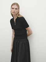 Wool blend technical fabric elasticated skirt