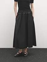 Wool blend technical fabric elasticated skirt