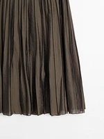 Flowing box pleat midi skirt