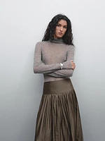 Flowing box pleat midi skirt