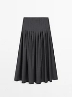 Wool blend pleated midi skirt