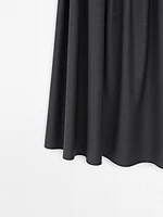 Wool blend pleated midi skirt