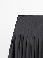 Wool blend pleated midi skirt