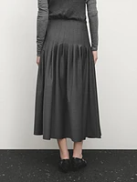 Wool blend pleated midi skirt