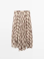 Flowing check midi skirt