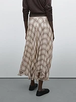 Flowing check midi skirt