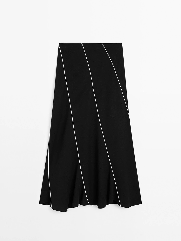 Linen blend flared midi skirt