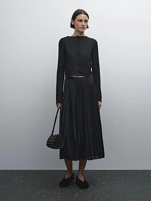 Pleated midi skirt with box pleats