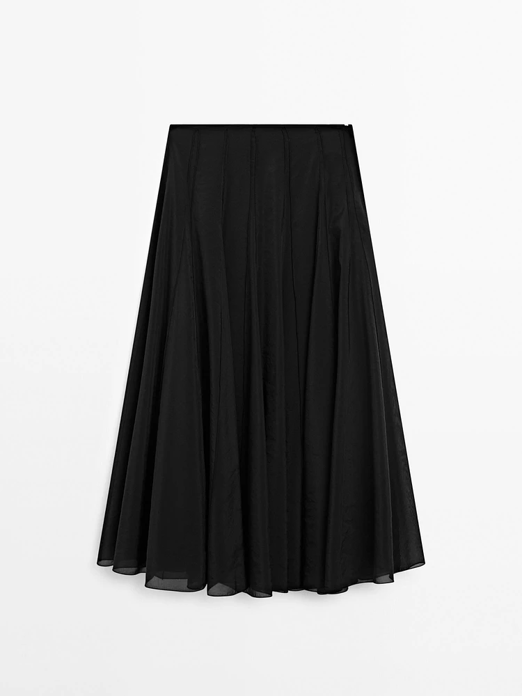 Flared midi godet skirt