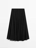 Flared midi godet skirt