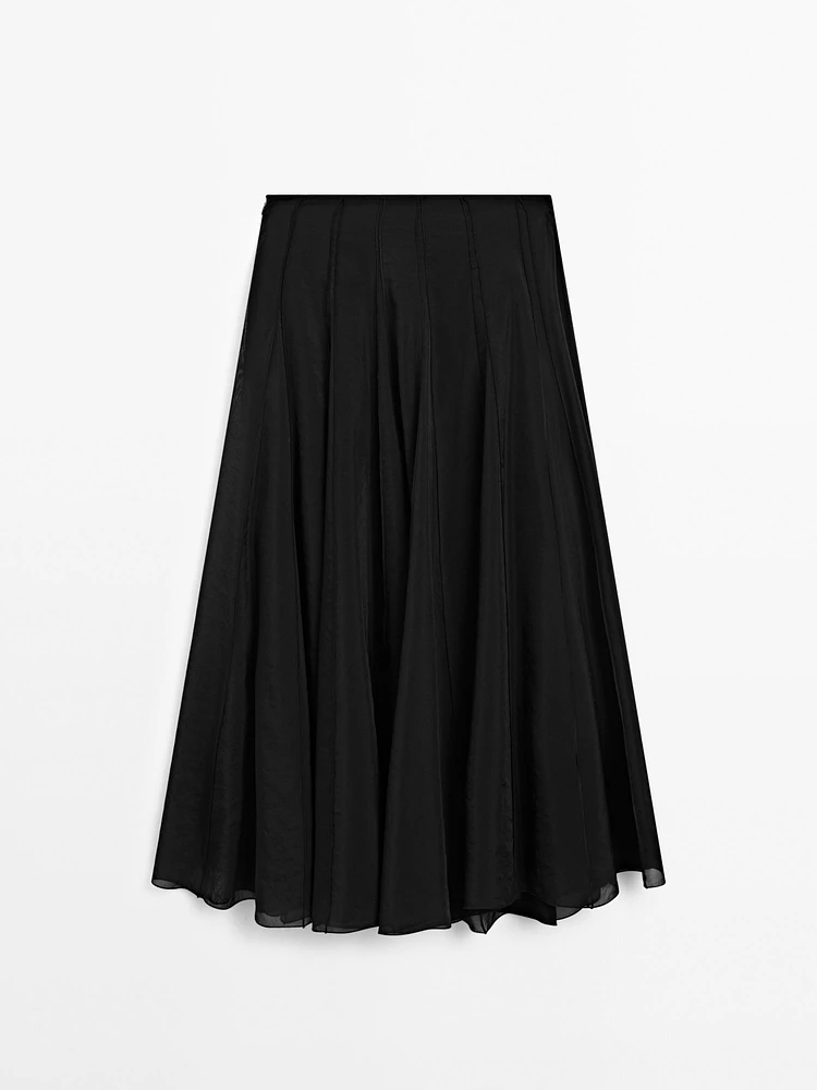 Flared midi godet skirt