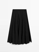 Flared midi godet skirt