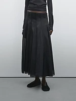 Flared midi godet skirt