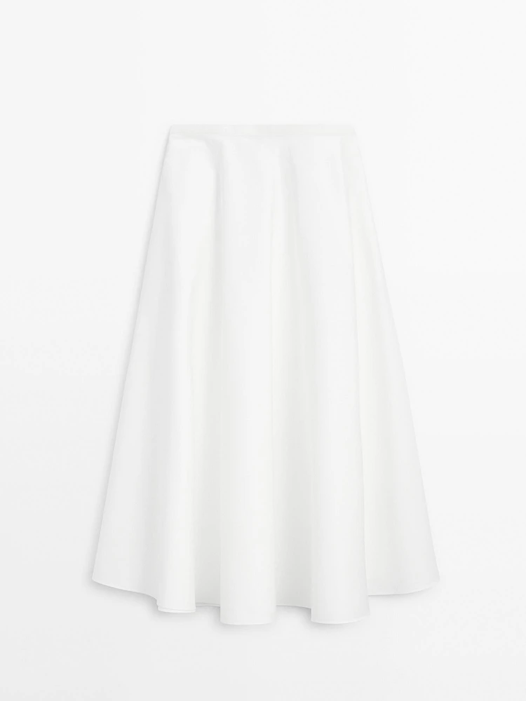 Flounce poplin midi skirt