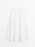 Flounce poplin midi skirt