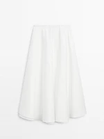 Flounce poplin midi skirt