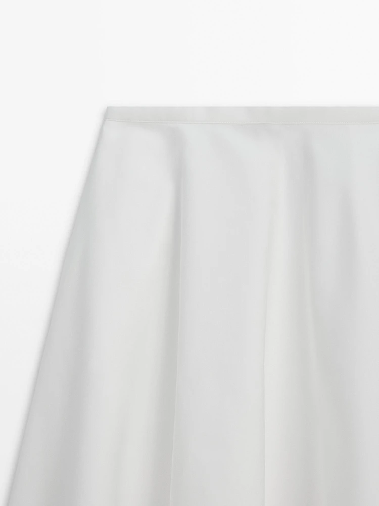 Flounce poplin midi skirt