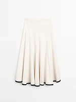 Flounce midi skirt with contrasting detail