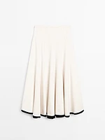 Flounce midi skirt with contrasting detail