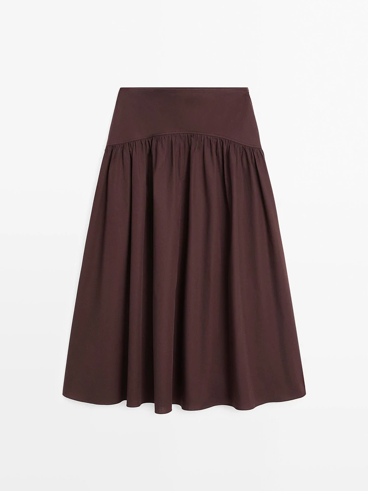 100% cotton midi skirt with yoke detail