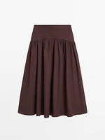 100% cotton midi skirt with yoke detail