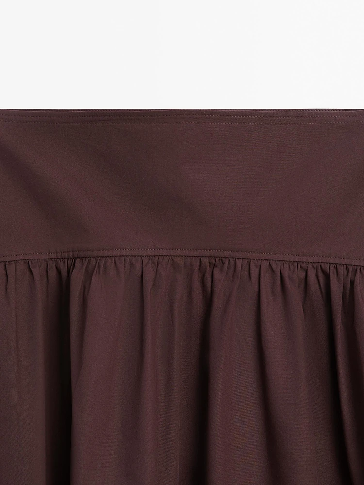 100% cotton midi skirt with yoke detail