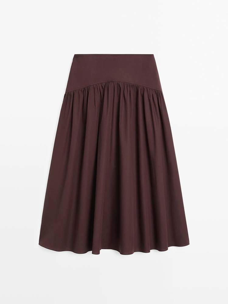 100% cotton midi skirt with yoke detail