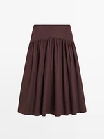 100% cotton midi skirt with yoke detail