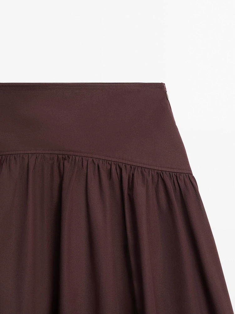 100% cotton midi skirt with yoke detail