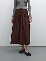 100% cotton midi skirt with yoke detail