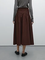 100% cotton midi skirt with yoke detail