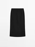 Straight cotton blend midi skirt