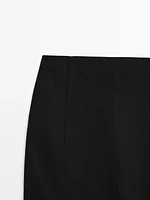 Straight cotton blend midi skirt