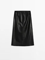 Soft nappa leather midi skirt