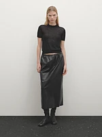 Soft nappa leather midi skirt