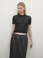 Soft nappa leather midi skirt