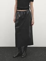 Soft nappa leather midi skirt