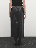 Soft nappa leather midi skirt