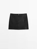 Textured nappa leather mini skirt