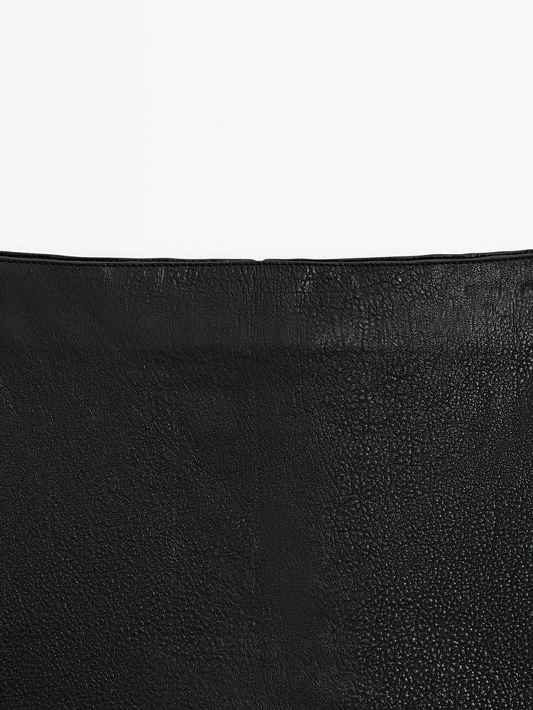 Textured nappa leather mini skirt