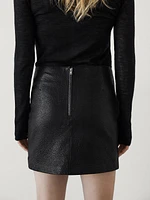 Textured nappa leather mini skirt